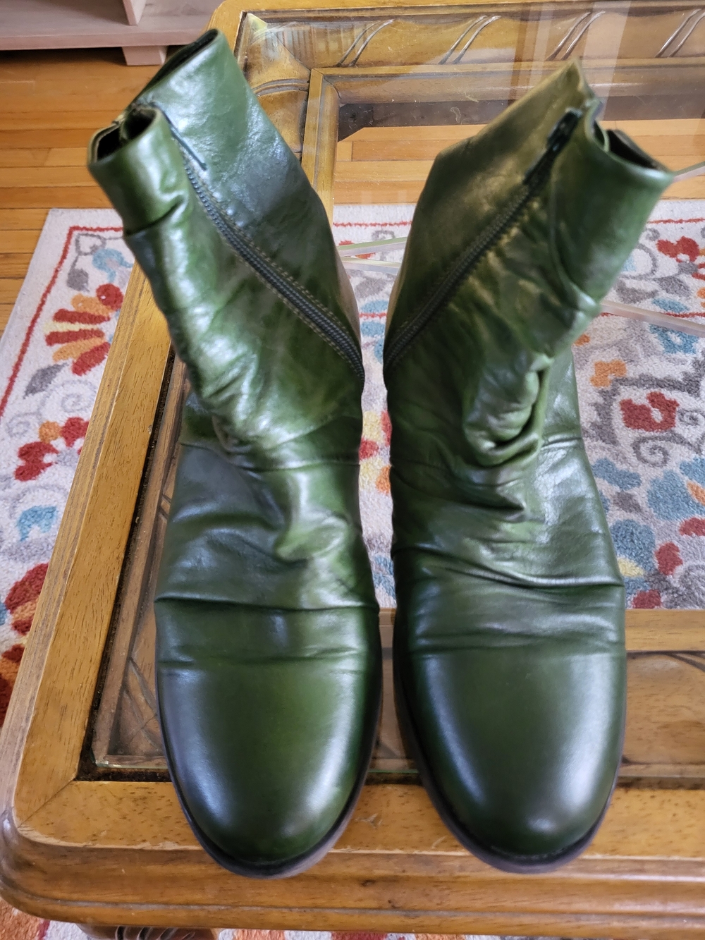 Miz Mooz Olive Green Leather Ankle Booties